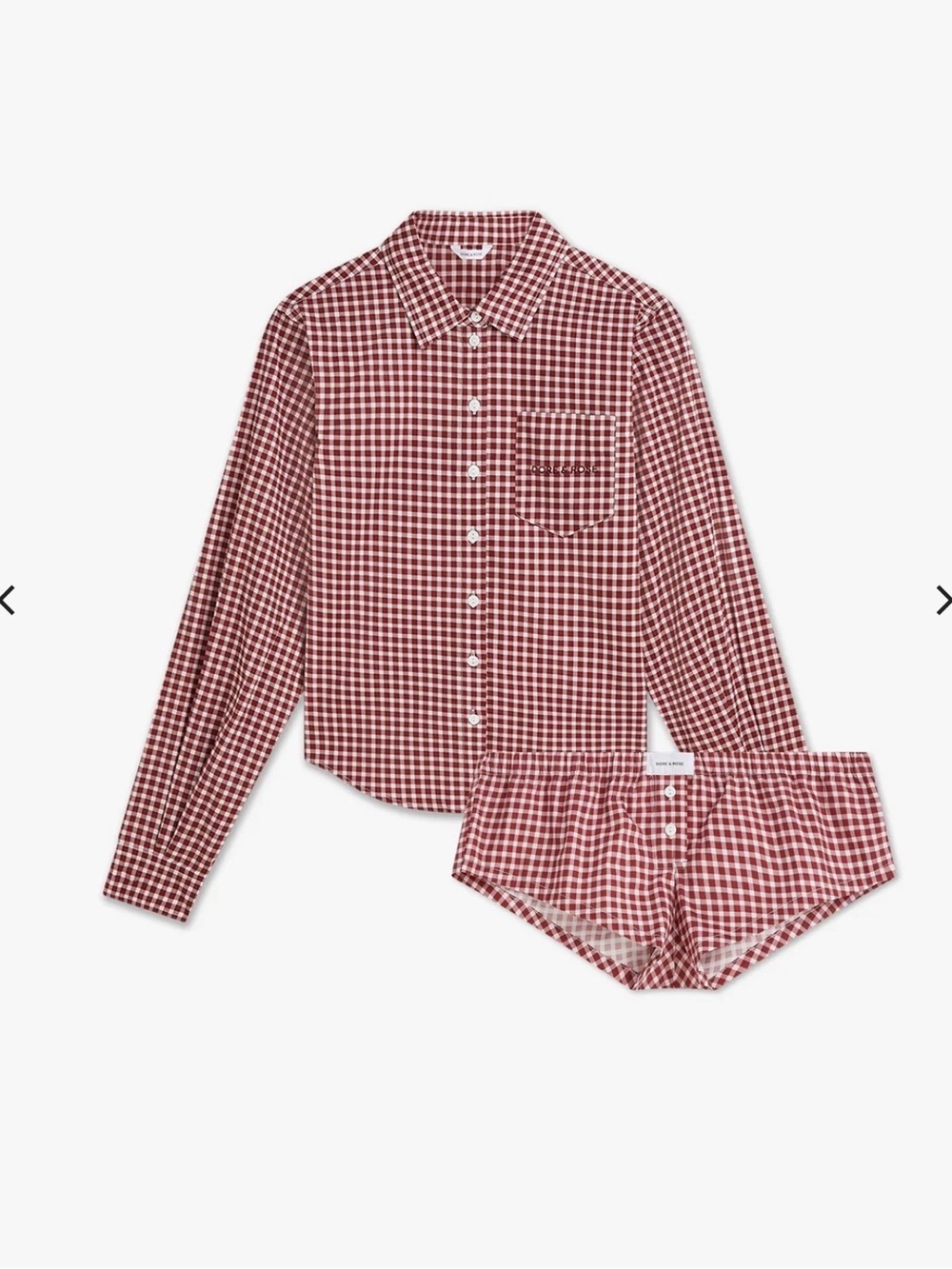 Dore & Rose Red Gingham Button-Front Pajama Set with Shorts - Picture 6 of 12